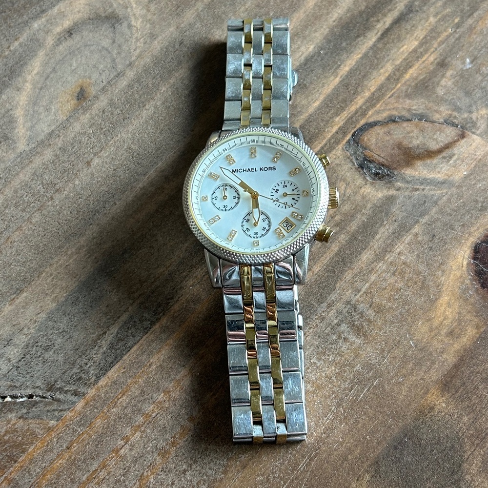 Michael Kors Two-Tone Chronograph Watch (MK-5077)